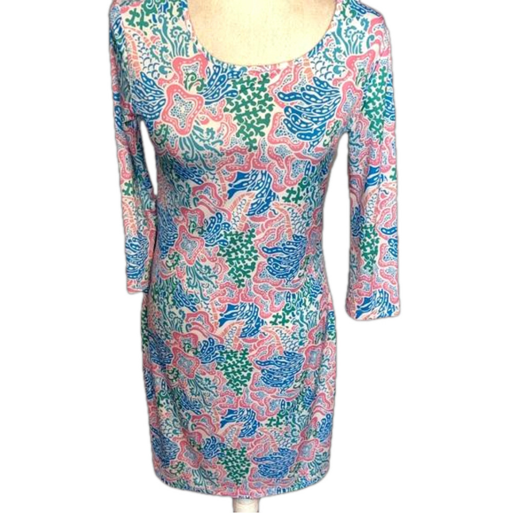 Jean-Pierre Klifa Paris Coral Reef Print Long Sleeve Dress XS